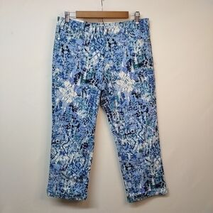 Nine West Chrystie Capri Blue White Women's Jeans Pants Size 8 NWT